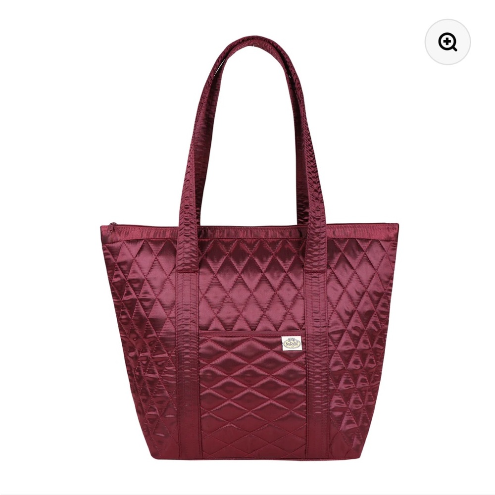 NaRaYa Burgundy Satin Quilted Tote Bag NIP
